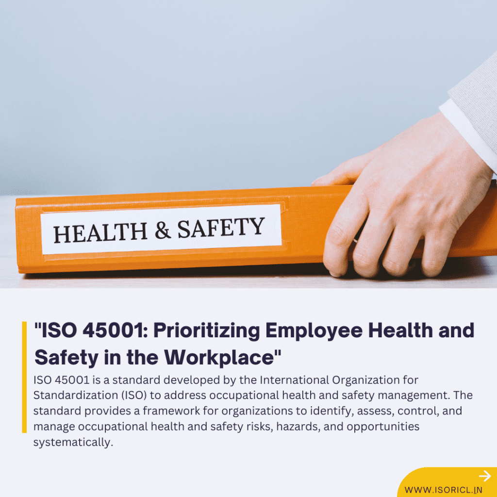 "ISO 45001 framework emphasizing employee health and safety measures in the workplace"
