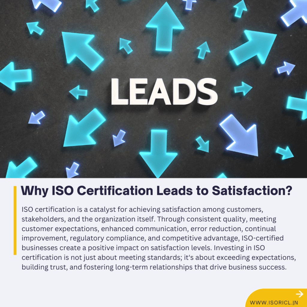 Infographic showing how ISO certification contributes to customer and organizational satisfaction