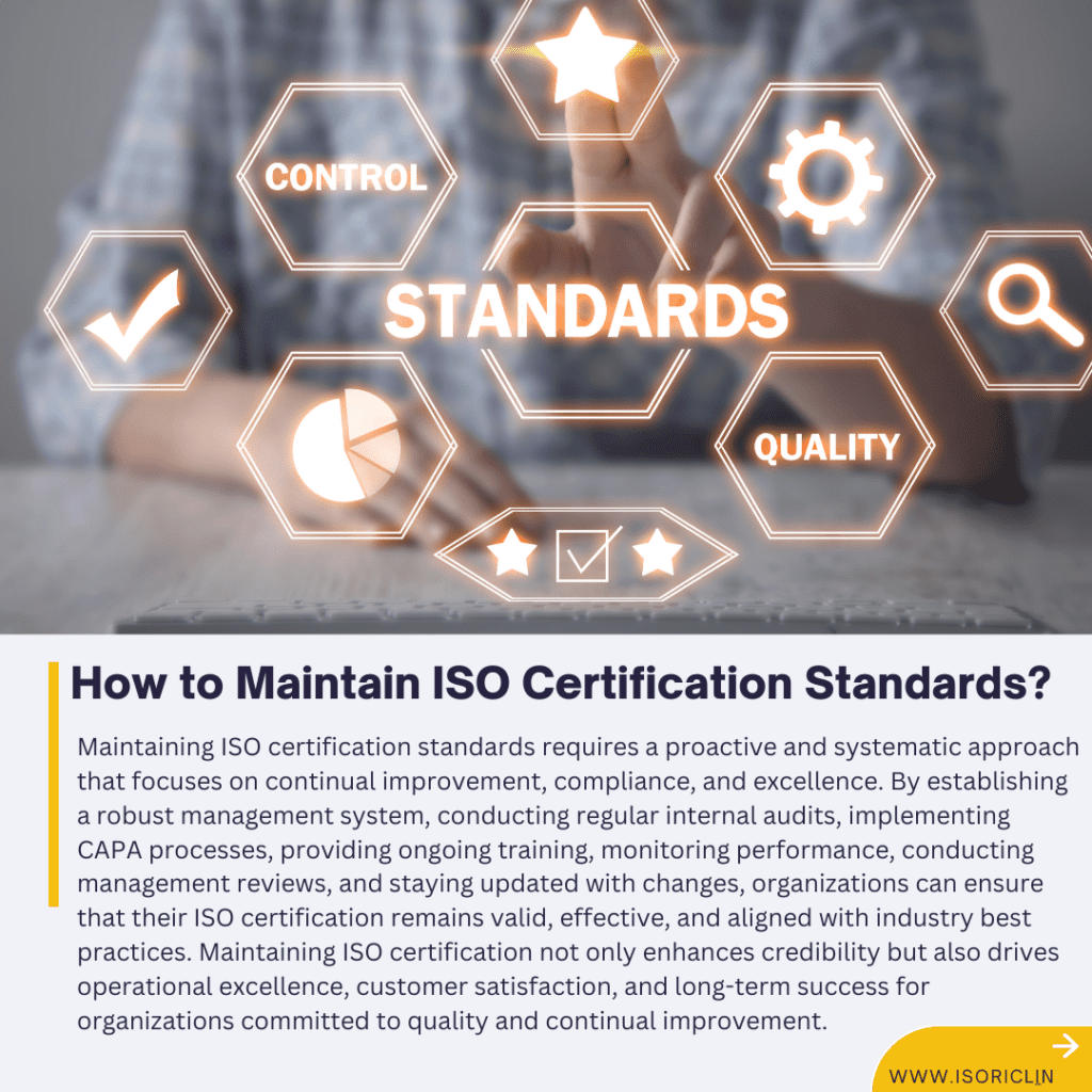Checklist or guide for maintaining ISO certification standards