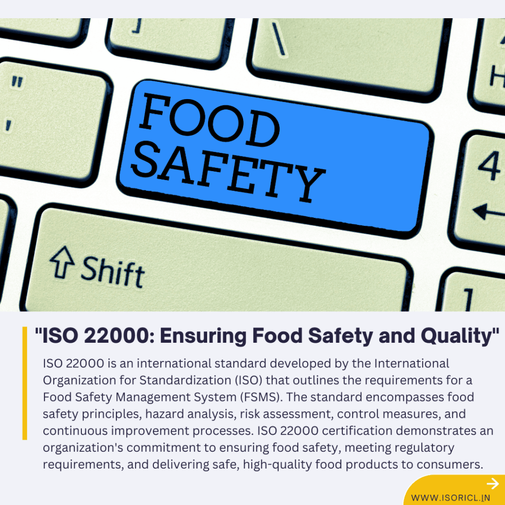 ISO 22000 framework highlighting methods for ensuring food safety and quality across the supply chain
